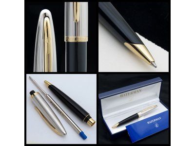 Шариковая ручка Waterman Carene De Luxe, цвет: Black/Silver, стержень: Mblue