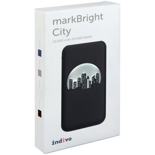 Аккумулятор с подсветкой markBright City, 10000 мАч, серый